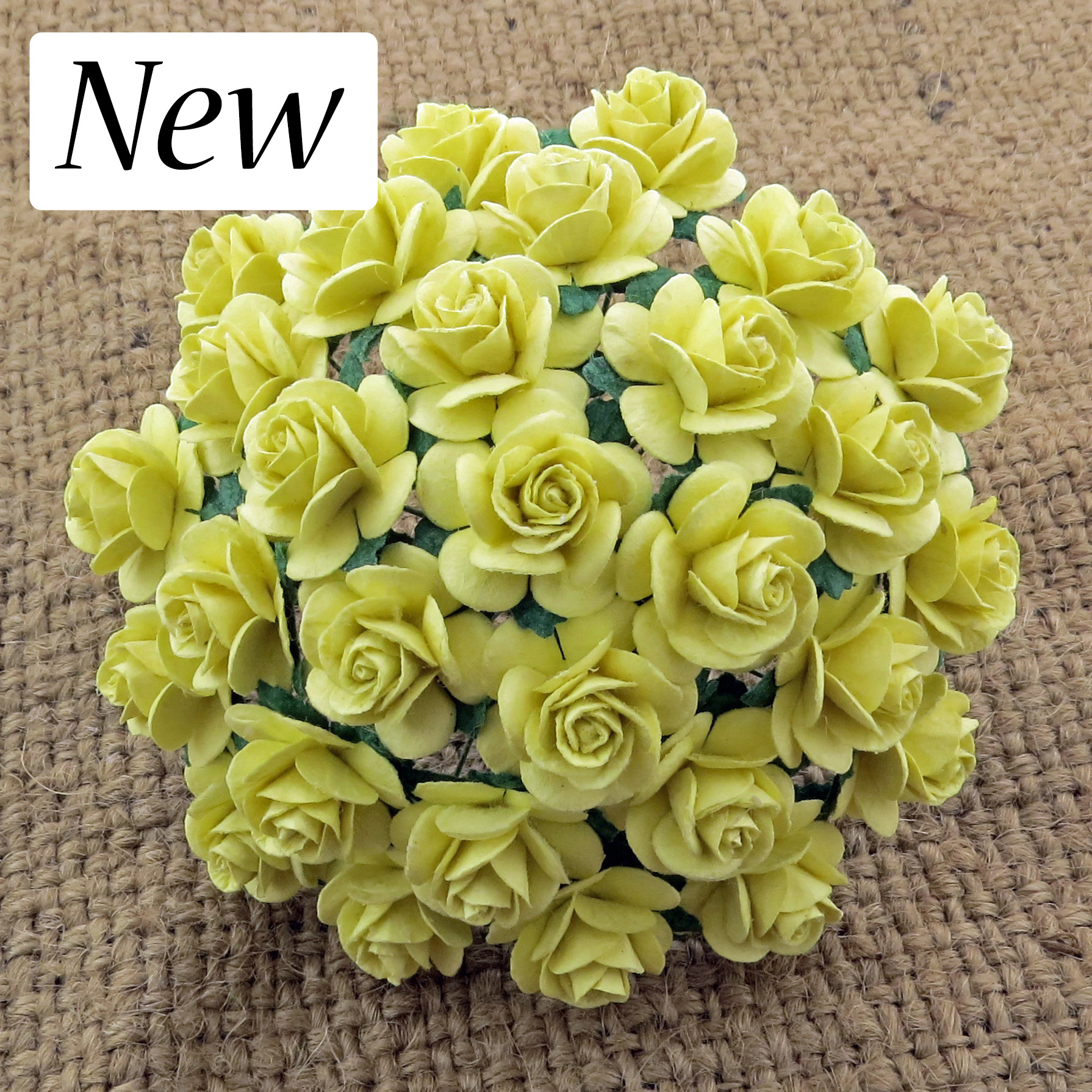 100 LEMON YELLOW MULBERRY PAPER OPEN ROSES